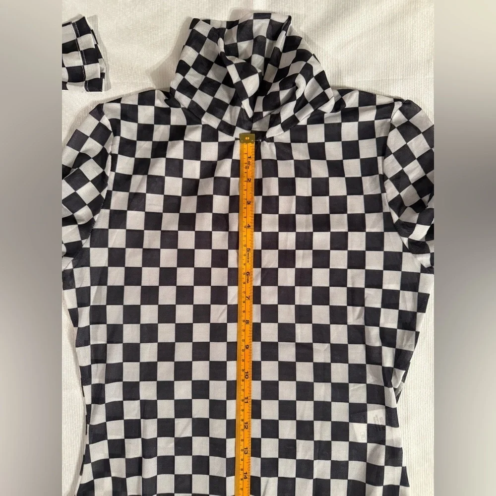 Timeless And Elegant Checkered Black and White One Piece Size M